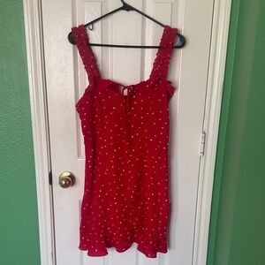 Red Sleeveless Dress with White hearts